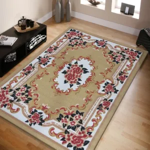 DomTextilu Krásny svetlohnedý koberec s kvetinovým vzorom 43486-204917