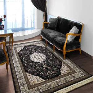 Kvalitný vintage koberec v čiernej farbe