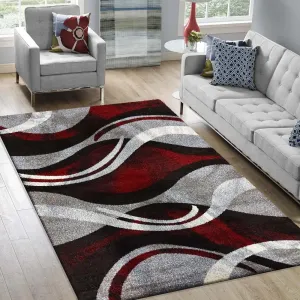 Originálny koberec s abstraktným vzorom v červenošedej farbe #5620857