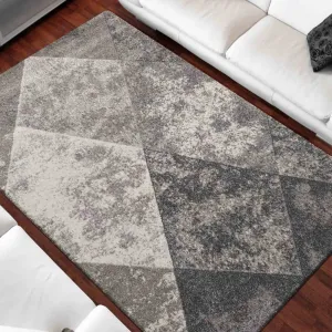 Originálny sivý koberec do obývačky s motívom kosoštvorcov #2874132
