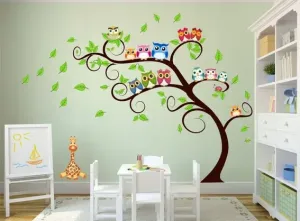 Krásna nálepka na stenu do detskej izby sovičky na strome #2878206