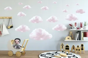 Milá detská nálepka na stenu ružové mraky