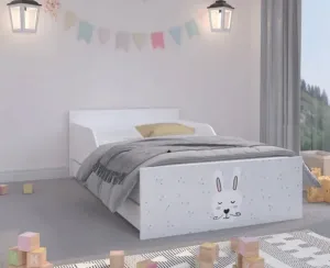 Nádherná detská posteľ s fúzatým zajačikom 180 x 90 cm