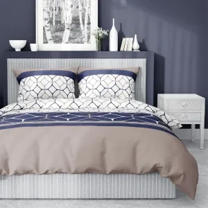 Bavlnená posteľná bielizeň s dokonalým modro-béžovým vzorom