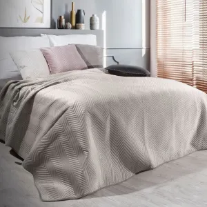 Hebký zamatový prehoz na posteľ béžovej farby Šírka: 230 cm | Dĺžka: 260 cm