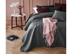 Jednofarebný sivý prehoz na posteľ s prešívaním 200 x 220 cm