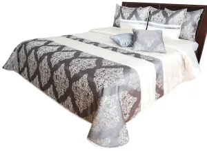 Krásny prehoz na posteľ sivo zlatý s prepracovaným vzorom Šírka: 240 cm | Dĺžka: 260 cm