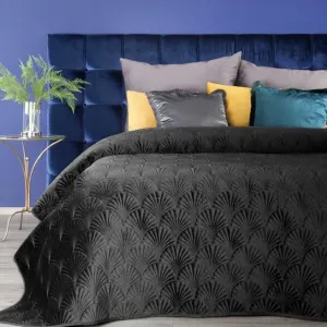 Luxusný čierny zamatový prehoz na manželskú posteľ Šírka: 170 cm | Dĺžka: 210 cm