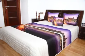 Luxusný prehoz prikrývka na posteľ Brooklyn Bridge fialovo biely Šírka: 220 cm | Dĺžka: 240 cm