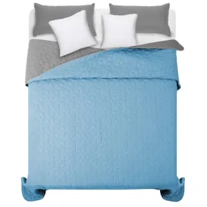 Obojstranné modro sivé prehozy na manželskú posteľ 220 x 240 cm