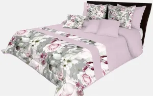 Romantický prehoz na posteľ v šedo-ružovej farbe s nádhernými ružovými kvetinami Šírka: 260 cm | Dĺžka: 240 cm
