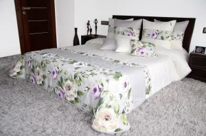 Sivo krémový prehoz na posteľ s ružami Šírka: 170 cm | Dĺžka: 210 cm