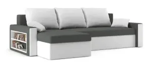 Rohová pohovka ZEUS s úložným priestorom bielo-sivej farby 235 cm
