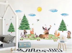 Krásna nálepka na stenu XXL lesné zvieratká