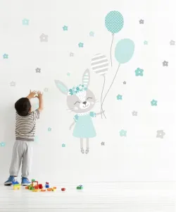 Nálepka na stenu pre dievčatko zajačik 92 x 55 cm
