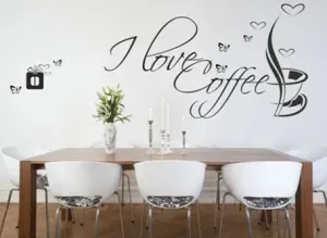 Nálepka na stenu s textom I LOVE COFFEE #6146266