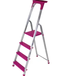 Hliníkový rebrík s 5 schodíkmi a nosnosťou 150 kg, fialovej farby