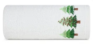 Bavlnený vianočný uterák biely s jedličkami Šírka: 70 cm | Dĺžka: 140 cm