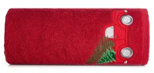 Bavlnený vianočný uterák červený s autom Šírka: 70 cm | Dĺžka: 140 cm #8712455