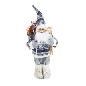 Úžasná dekoratívná vianočná figúrka Santa Clausa s lyžami 61 cm