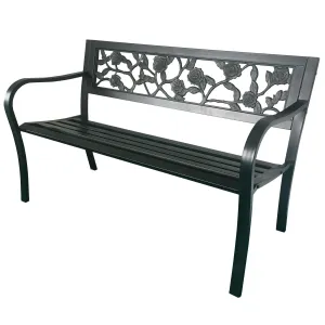 Čierna záhradná lavička 125 x 53 x 77 cm