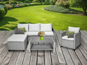 Štýlový ratanový nábytok do záhrady sivej farby