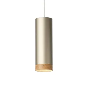 Závesné svietidlo LED PHEB, strieborný bronz/dub