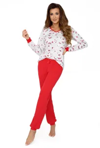 Dámske pyžamo Donna Teddy - dlhé Sivo-červená 2XL