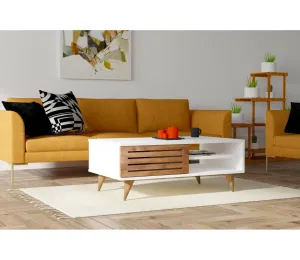 Konferenčný stolík GRANDE 42x100 cm biela/hnedá