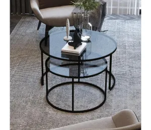 SADA 2x Konferenčný stolík TOKYO pr. 60/80 cm čierna