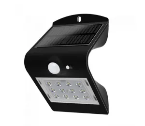 LED Solárne nástenné svietidlo so senzorom LED/1.5W/3,7V IP65 čierna