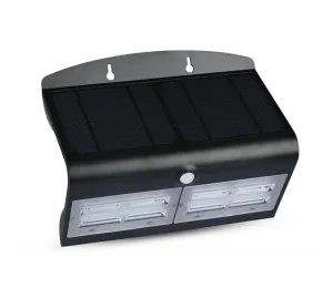 LED Solárne nástenné svietidlo so senzorom LED/7W/3,7V 4000K IP65 čierna