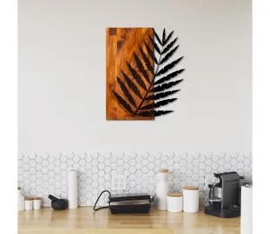Nástenná dekorácia 58x50 cm list drevo/kov