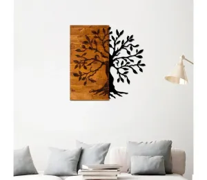 Nástenná dekorácia 58x58 cm strom drevo/kov
