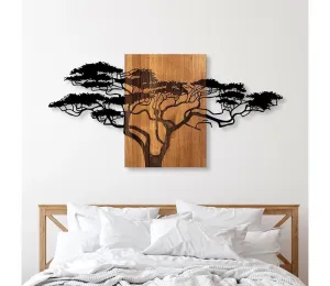 Nástenná dekorácia 70x144 cm strom drevo/kov