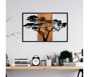 Nástenná dekorácia 90x58 cm strom drevo/kov