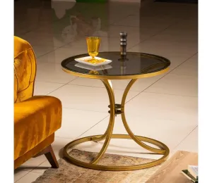 Odkladací stolík CORLEAONE 57,8x60 cm zlatá/čierna
