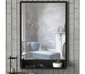 Nástenné zrkadlo s policou COSTA 75x45 cm čierna