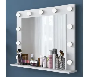 Nástenné zrkadlo s policou RANI 90x71,8 cm biela