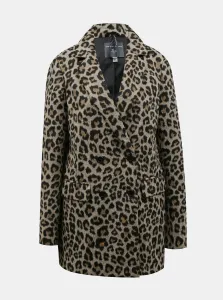 Hnedý zimný kabát s leopardím vzorom Dorothy Perkins Tall #4625459