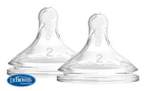 Dr.Browns náhradné silikon cumlíky pre dojčenské fľašky options+ Wide Neck stupeň 2 BPA Free 2 ks WN2201,DR.BROWN'S Cumlík na fľaše Options+ široké hr