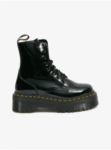 Čierne lesklé členkové kožené topánky na platforme Dr. Martens Jadon 8 Eye Boot #168375
