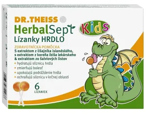 Dr.Theiss HerbalSept Kids na bolesť hrdla lízanky 6 ks