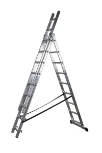 Viacúčelový hliníkový rebrík, 3 x 9 priečok a nosnosť 150 kg