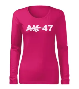 DRAGOWA Slim dámske tričko s dlhým rukávom AK-47, ružová 160g/m2 #7486350
