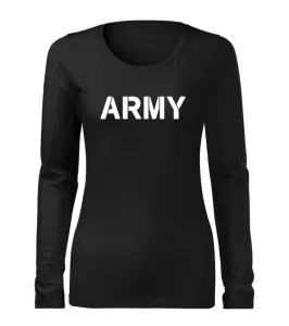 DRAGOWA Slim dámske tričko s dlhým rukávom army, čierna 160g/m2 #7486366