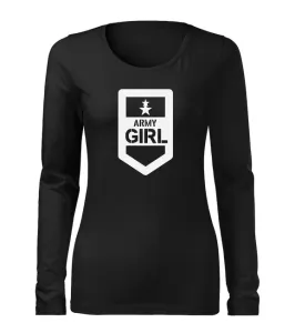 DRAGOWA Slim dámske tričko s dlhým rukávom army girl, čierna 160g/m2 #7486360