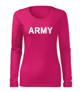 DRAGOWA Slim dámske tričko s dlhým rukávom army, ružová 160g/m2 #7486367