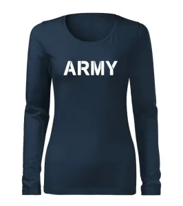 DRAGOWA Slim dámske tričko s dlhým rukávom army, tmavo modrá 160g/m2 #7486368
