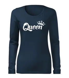 DRAGOWA Slim dámske tričko s dlhým rukávom queen, tmavo modrá 160g/m2 #7486388